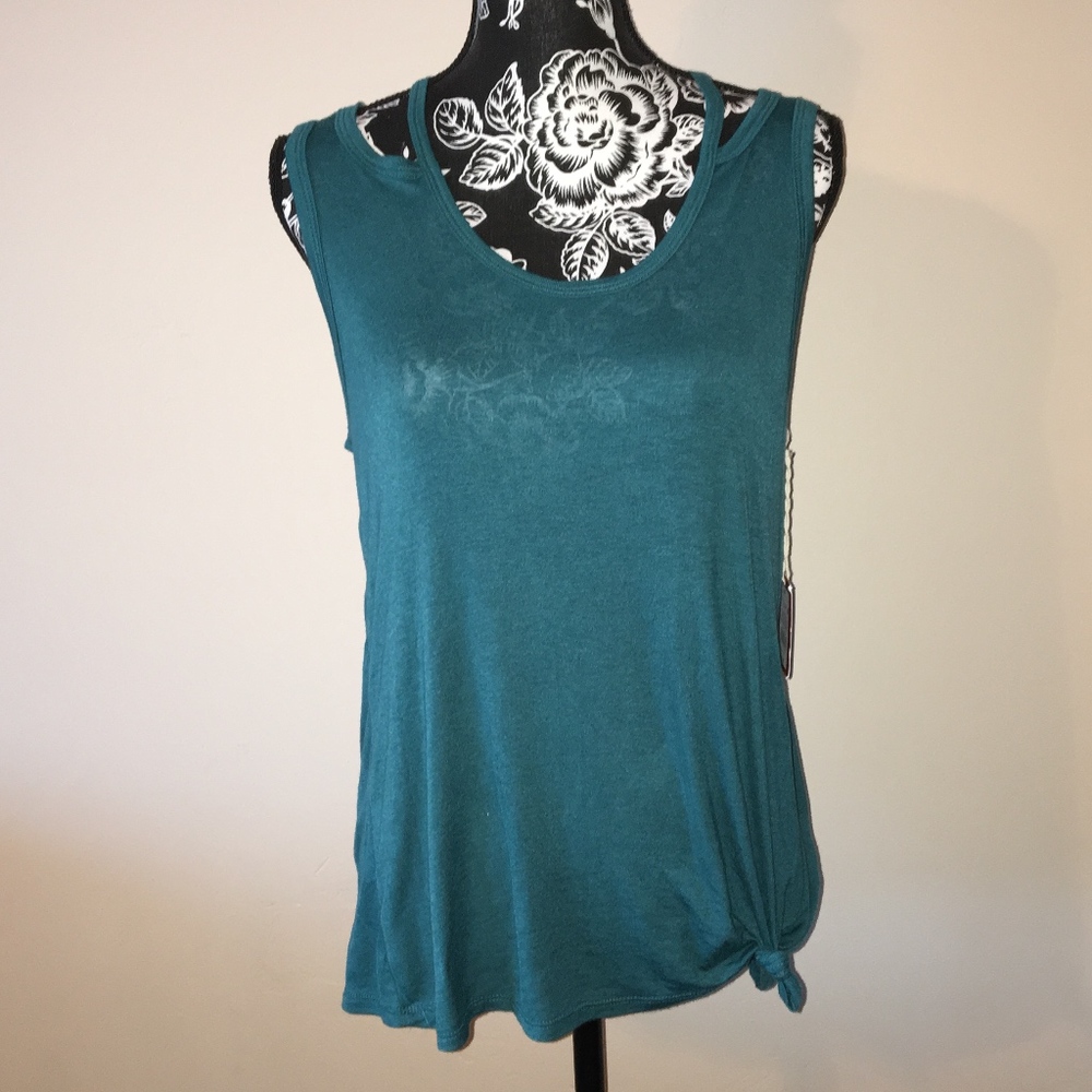Turquoise Tank Top with Front Knot